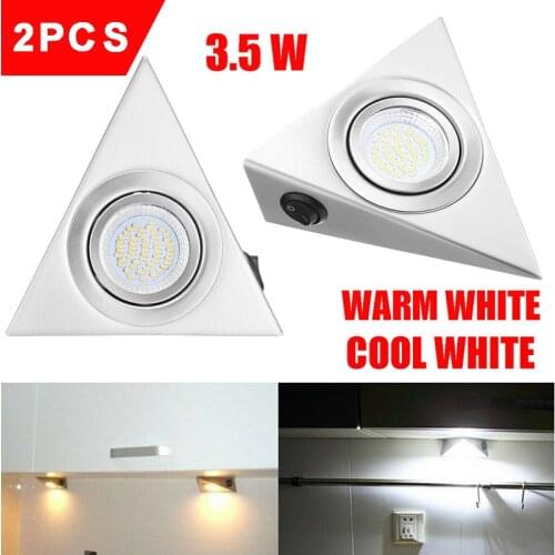 2pcs Triangle LED Lamp Kitchen Under Cabinet Cupboard Wall Lights Cool/Warm White Indoor Lighting Mini Spotlight