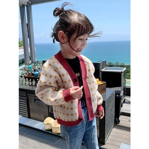 2021 New Autumn Winter Baby Girls Knitted Cardigan Sweaters Coat Children Clothing Kids Wool V-neck Cardigan Coat Tops