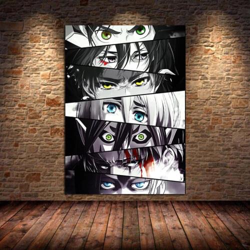Japanese anime character eyes canvas painting poster and print decorative mural home children room aesthetic decoration unframed