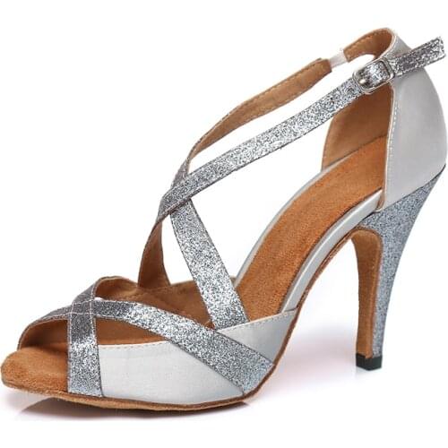 Woman glitter cloth latin ballroom dance-shoe for women soft bottom bachta salsa dancing shoes for girls latino dance shoes