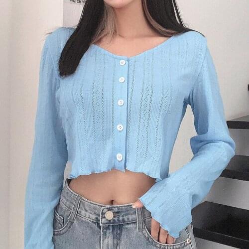 2021 New Fall Autumn Women Girls Solid Color Long Sleeve Knitting Cardigan T-shirt Tops Outwear Woman Clothes