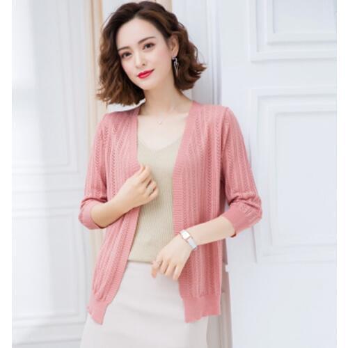 Kimono women sweater spring summer ice silk knitted sweater cardigan women 3/4 sleeve flowers crochet cardigan ladies casual
