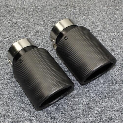 1Pcs Universal Car Styling High Quality Exhaust System Carbon Fiber Glossy Tail Pipe Black Stainless Steel Exhaust Pipe Tailpipe