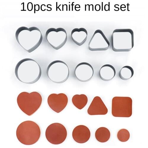 10PCS Leather Knife Mold Cutter Leather Dies DIY Love Round Square Triangle Blade Leather Punching Cutting Tools with box