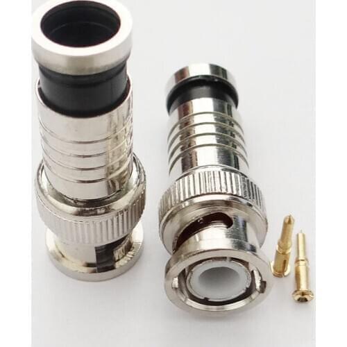 100Pcs BNC Compression Connector RG59 CCTV Coax Cable Adapter Coaxial RG59 Cable CCTV Camera Accessories