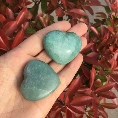 2pcs Natural amazonite stone crystal heart gemstone crystal carved heart healing crystal