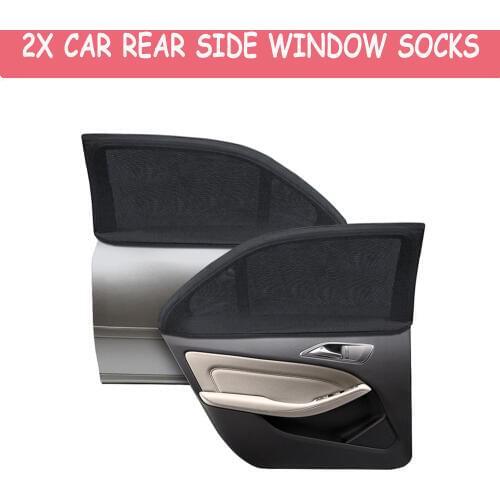 2 x Car Rear Seat Sunshine Blocker Sun Mesh Blind Window Shade Net Socks Black