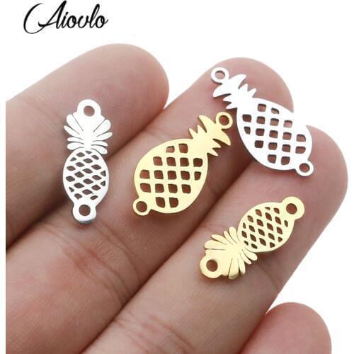 5pcs/lot Gold Stainless Steel Pineapple Connector Bracelet DIY Jewelry Findings Components Metal Earring for Accessories Making