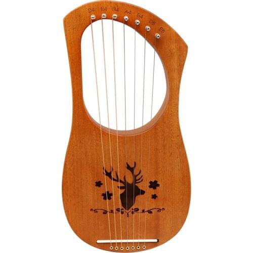 7 string lyre harp wooden metal strings little harp okoume wood string instrument with tuning wrench cleaning cloth for beginner