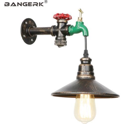 American Loft Decor Iron Water Pipe Lamps Sconce Retro Edison LED Wall Light Fixtures Bedroom Bedside Wall Lamp Home Lighting