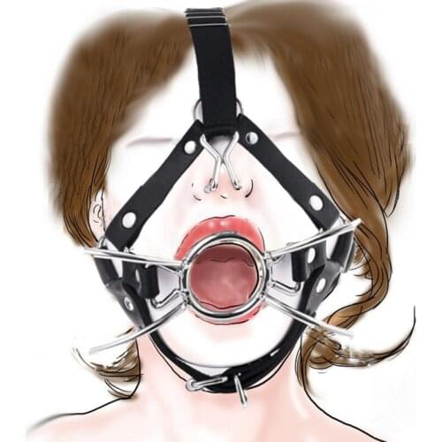 Bdsm Slave Nose Hook Nose Clip Oral Fixation Fetish Open Mouth Spider Gag Leather Head Bondage Harness Blowjob Gag SM Erotic Toy