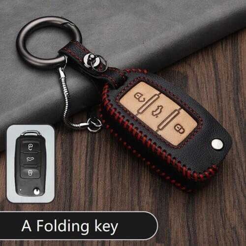 Genuine Leather Key Skin car key Case Cover For Volkswagen VW Golf Bora Jetta POLO GOLF Passat Skoda Octavia A5 Fabia SEAT Ibiza