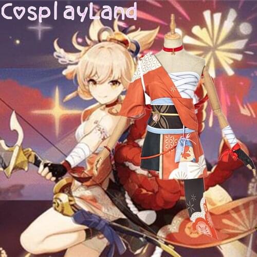 Hot Game Genshin Impact Cosplay Yoimiya Costume Carnival Halloween Women Dress Japaness Kimono Lolita Dress