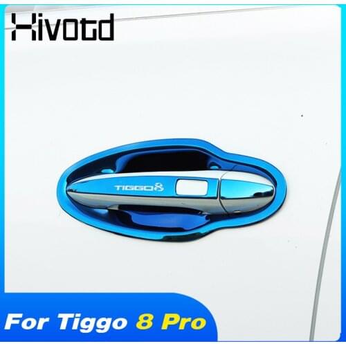 Hivotd Door Handle Bowl Cover Exterior Decoration Accessories Stainless Steel Mouldings Car Styling For Chery Tiggo 8 Pro 2021