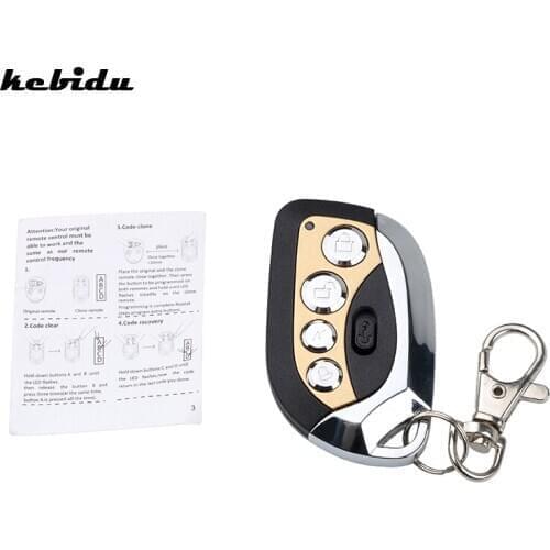 Kebidu Wireless 433MHz Remote Control 4 keys Duplicator Frequency Auto Adjustable Keychain for Car Garage Door
