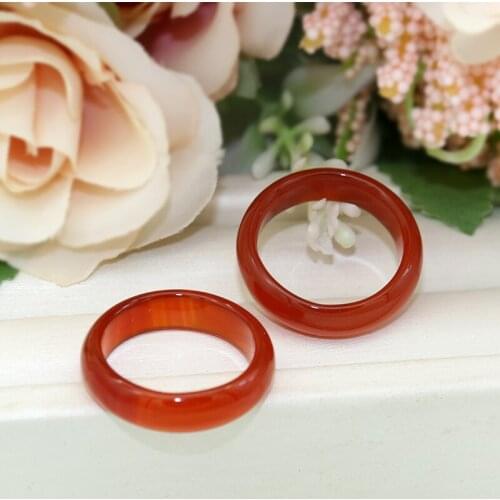 Red natural stone couple ring ring mens and womens texture handmade brand Ring jewelry