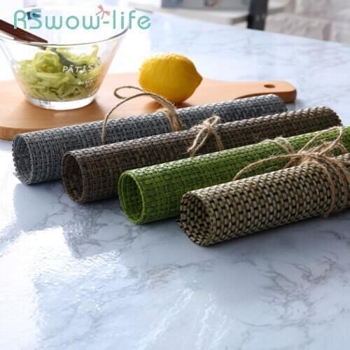 Creative Pvc Waterproof Placemat Bowl and Plate Western Placemat Environmental Protection Simple Imitation Linen Table Mat