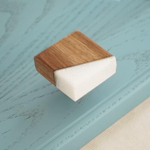 Copper Dressing Table Pulls Wooden Drawer Knobs White Stone Kitchen Cabinet Knob Square Wardrobe Door Handle Modern Closet Knob