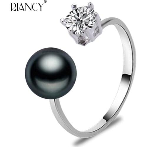Fashion black Natural Pearl rings retro Freshwater Pearl charm rings for women with wedding gift