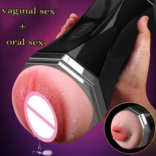 Mens Sex Toys Sucking Machine Vaginal Sex+Oral Sex Pocket Pussy Male Masturbator Cup With Voice Sextoys Adults For Men Vibrator
