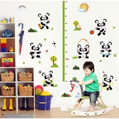 Cartoon Cute Panda Wall Sticker Kids Animal Stickers Height Measurement Babys Bedroom Decor Nursery Classroom Room Decoration