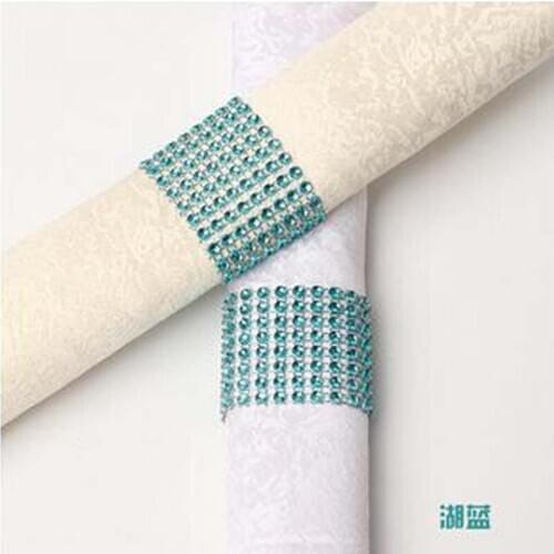 Cheap 100Pcs/Lot Lake Blue Plastic diamond package napkin ring napkin buckle napkin hotel wedding supplies home decoration
