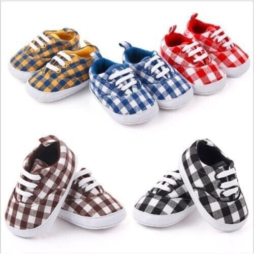New Baby Casual Shoes Fashion Plaid Infants Cotton First Walkers Soft Sole Newborn Boys Girls Shoes