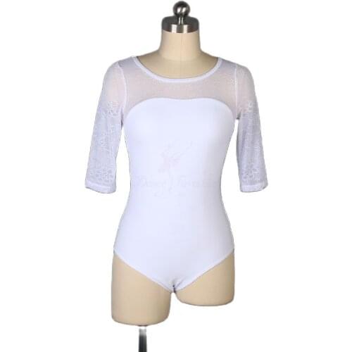Dance Favourite New White Lace Mid Length Ballet Leotard Ballet Dancewear Dnace Costume