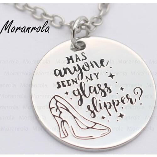 New arried" Has Anyone Seen My Glass Slipper"Copper necklace Keychain,charm Hand Stamped Jewelry Glass Slipper Fairy Tale gift