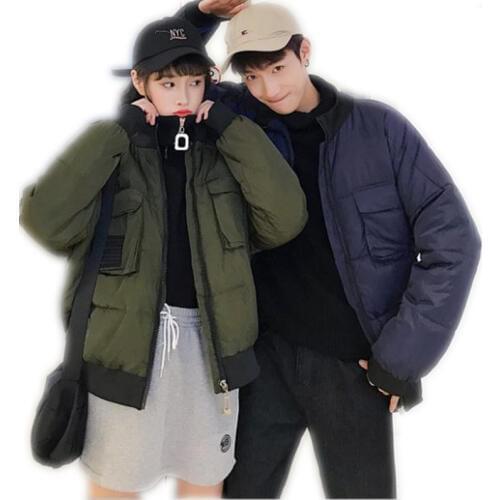 New Fashion Couples Winter Short Parkas 2018 Down Cotton Jacket For Women And Men Long Sleeve Warm Winter Jackets Casual Q705