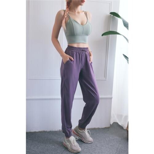 Obrix Light Sporty Female Pants Mid Waist Drawstring Elastic Waist Comfy Pockets Fitness Pants Running Athletics Pants For Women