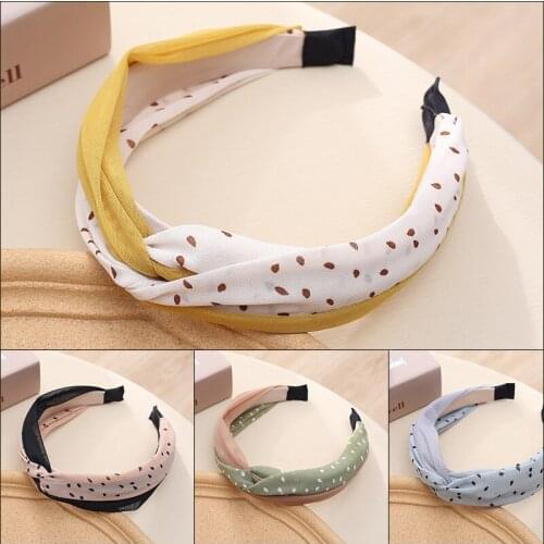 Lace splicing polka dot knotted cross hair band For Women Bezel Headbands Hair Hoop Headband Girls Hair Accessories 2020 New