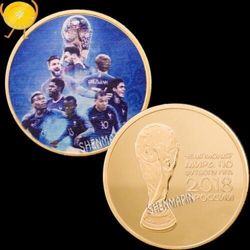2018 world Cup Champion French Football Team Commemorative Coin 21st Russian World Cup Hercules Cup Coins Collectibles Honor