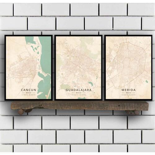 Cancun Guadalajara Merida Mexico City Monterrey Puebla City Tampico Tijuana Mexico Poster