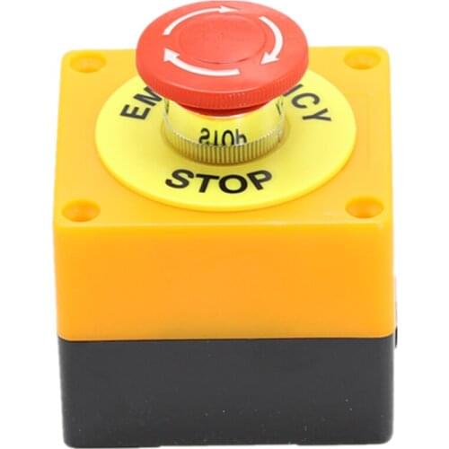 Plastic Shell Red Sign Push Button Switch DPST Mushroom Emergency Stop Button AC 660V 10A NO+NC LAY37-11ZS