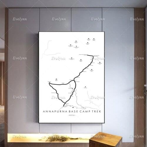 Annapurna Base Camp Trek Poster |Annapurna Base Camp Trek Map |Annapurna Wall Art | Himalayas |Modern Home Decor Prints Canvas