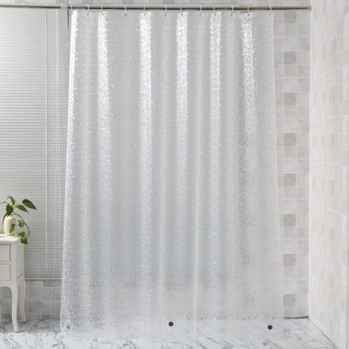 Plain Thick Extra Wide PEVA Shower Curtain With Hooks Rings Waterproof Mould proof Shower Stall Bathtub Bath Curtain Liner