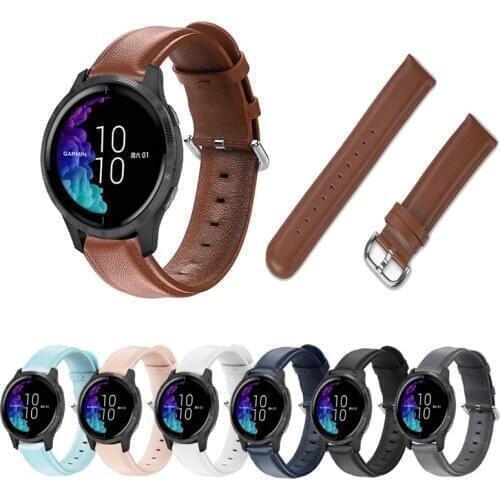 20mm 22mm Calf Leather Band Strap for Garmin Venu Sq for Garmin Vivoactive 3/Forerunner 645 245 Music watchband