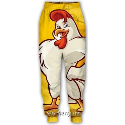 Xinchenyuan New Men/Women Cartoon Chicken 3D Printed Casual Pants Fashion Streetwear Men Loose Sporting Long Trousers F70