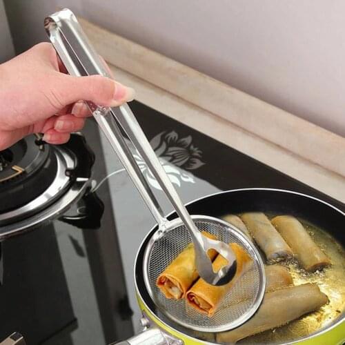 Oil Frying Clamp Filter Stainless Steel Spoon Vegetables Snack Fried Food Strainer for Household Kitchen Ornaments
