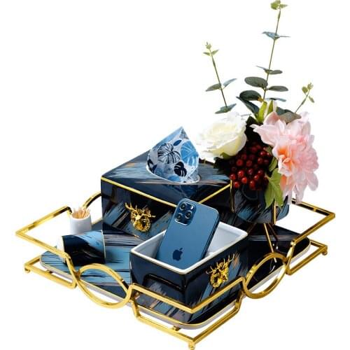 Light Luxury Household Coffee Table Tray Decoration Nordic Home Decoration High-End Tissue Box Storage Soft Decoration Matching