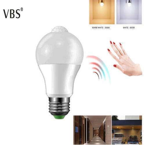E27 Motion Sensor LED Light Bulb 12W 18W PIR Built-in Automatic On/Off Lighting E26 Base IP44 Warm White Bulbs (1or 4 Packs)