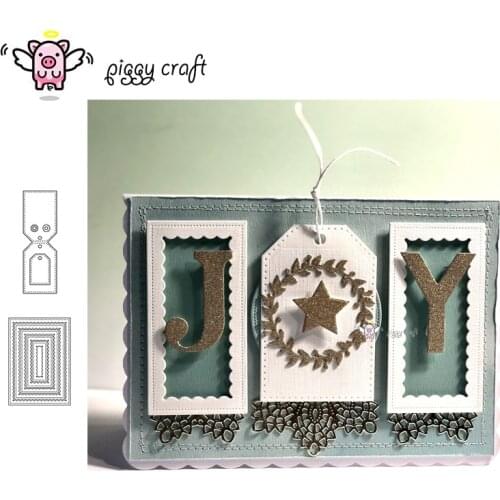 Piggy Craft metal cutting dies cut die mold Label tag wave frame Scrapbook paper craft knife mould blade punch stencils dies