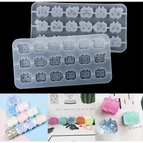 TV Crystal Epoxy Resin Mold Keychain Mirror Silicone Molds Cartoon TV For DIY Pendant Keychain Decoration Jewelry Making Tools