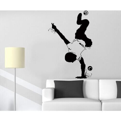 Street dance wall decal youth dance decoration street dancer youth acrobatics vinyl decals, boy home room decoration TW26