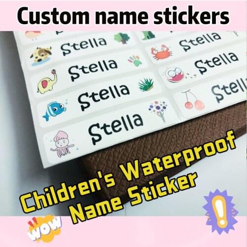 Waterproof Name Sticker Personalized Cute Stationary Custom Stickers Boy Girl Cartoon Tag Label for Scrapbook School Stationery