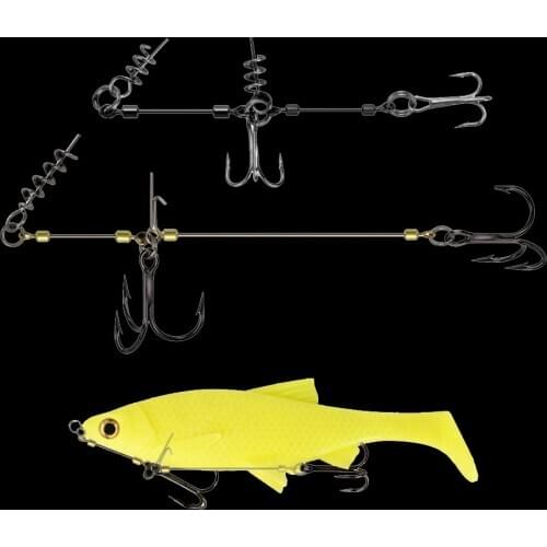 WALK FISH High Quality Nylon Coated Stainless Steel Double Fishing Hooks Screw Connector Used With Big Soft Baits Shads