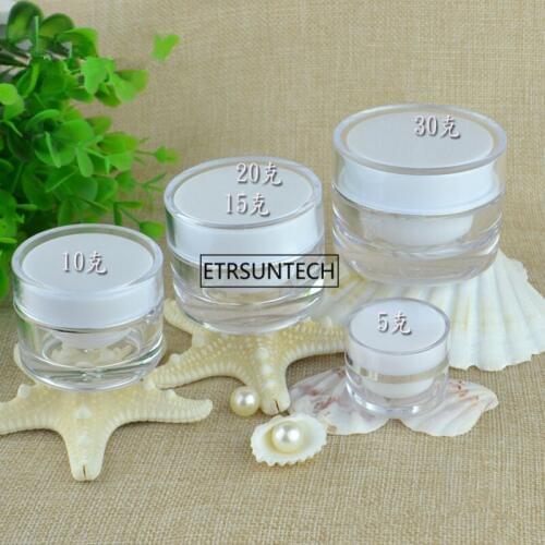 100pcs 5g 10g 15g 20g 30g 50g Round Acrylic Jar White Jar Container Empty Cream Jar Plastic Cosmetic Packaging Bottle F2371