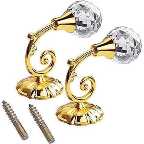 2Pc Crystal Curtain Hooks Curtain Buckle Wall Holdbacks Decorative Tiebacks Crystal Ball Hooks Holdback Tassel Wall Tie Hanger#W