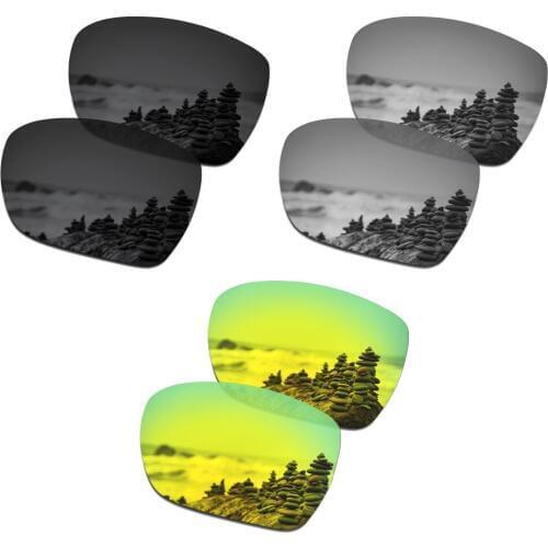 SmartVLT 3 Pairs Polarized Sunglasses Replacement Lenses for Oakley Deviation Stealth Black and Silver Titanium and 24K Gold